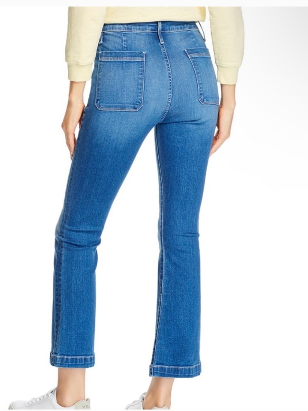 Frame Denim Blue Le Bardot Crop Flare Jeans - Picture 2 of 5